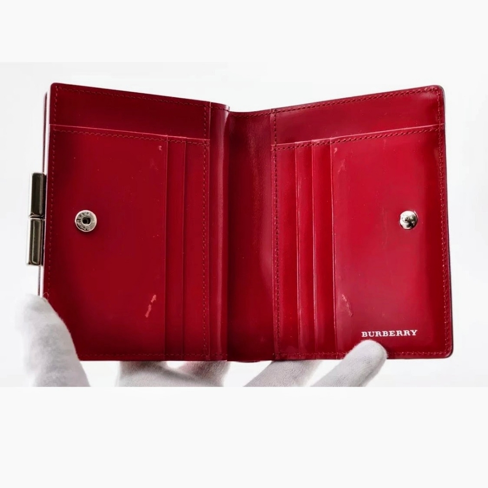 Mint! Burberry Check Clasp Bi-Fold Folio Wallet E… - image 3